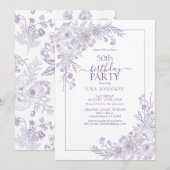  Lavendel Bloemenlijn Art 50e Verjaardag Kaart (Voorkant / Achterkant)