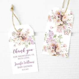 Lavendel bloemenmeisje douche dank u labels cadeaulabel