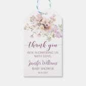 Lavendel bloemenmeisje douche dank u labels cadeaulabel (Voorkant)