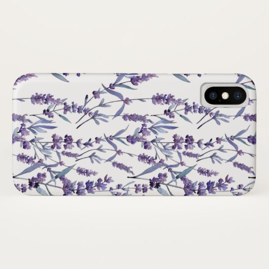 Lavendel bloemenpatroon waterverf Case-Mate iPhone case (Achterkant (horizontaal))