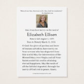 Lavendel bloemenrozenkrans begrafenis gebed visitekaartje (Achterkant)