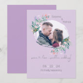 Lavendel Bloemenschildering Frame  Save The Date (Voorkant / Achterkant)