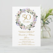 Lavendel Bloemenslingers 50ste Huwelijksverjaardag Kaart (Staand voorkant)