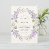 Lavendel Bloemenslingers Bruiloft Kaart (Staand voorkant)