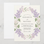 Lavendel Bloemenslingers Bruiloft Kaart (Voorkant / Achterkant)