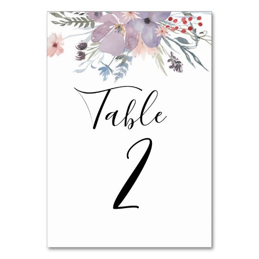Lavendel bloementafelnummer. Paarse bruiloft Kaart (Voorkant)