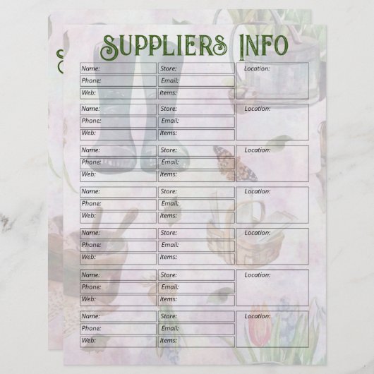 Lavendel Bloementuin Planner Leveranciers Info Pag (Voorkant / Achterkant)