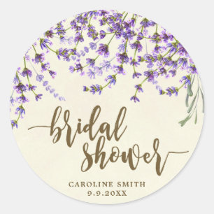 Lavendel bloemenvrijgezellenfeest is gunstig voor  ronde sticker