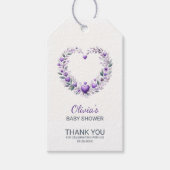 Lavendel Bloemhart Bedankt Baby Shower Cadeaulabel (Voorkant)