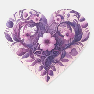 Lavendel Bloemhart Hart Sticker