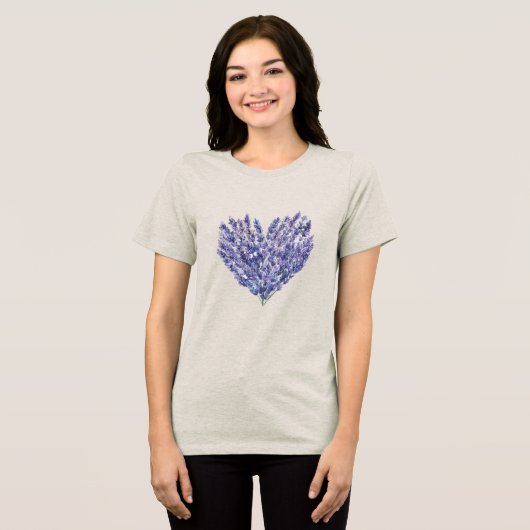 Lavendel Bloemhart Tri-Blend Shirt (Voorkant volledig)