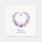 Lavendel Bloemhartig Baby Shower Servet (Voorkant)