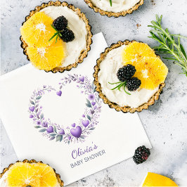 Lavendel Bloemhartig Baby Shower Servet