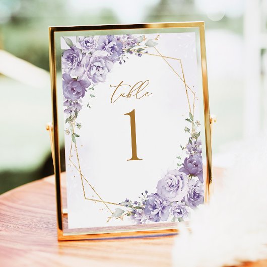 Lavendel Bloemig Goud Geometrisch Tafelnummer