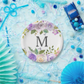 Lavendel Bloemig Monogram Bruiloft Bruidsshower Pa Papieren Bordje (Feest)