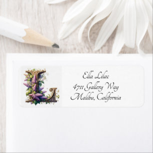 Lavendel Bloemig Monogram Letter L Ontwerp Etiket