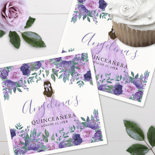 Lavendel Bloemig Paarse Quinceanera Servet