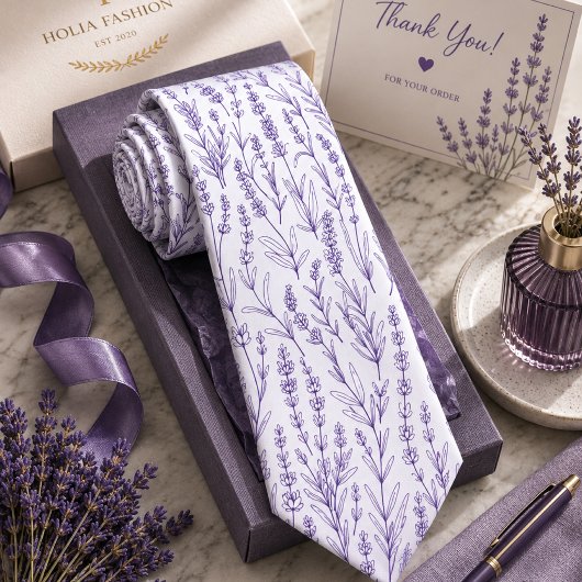 Lavendel Bloemig Stropdas