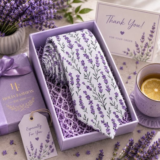Lavendel Bloemig Stropdas