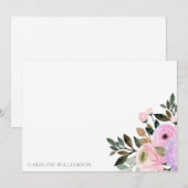 Lavendel Bloemige Aquarel Bruiloft Feest Custom Bedankkaart (Voorkant / Achterkant)