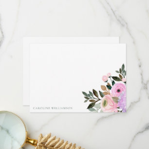 Lavendel Bloemige Aquarel Bruiloftsdouche Aangepas Bedankkaart