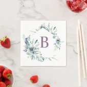 Lavendel Bloemige Aquarel Monogram Servet (Insitu)