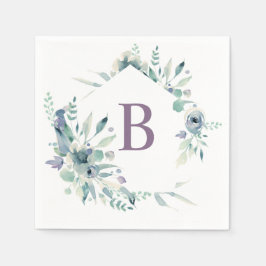 Lavendel Bloemige Aquarel Monogram Servet