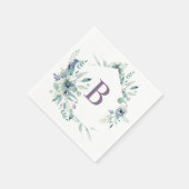 Lavendel Bloemige Aquarel Monogram Servet (Hoek)