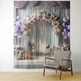Lavendel Bloemige Ballonboog Achtergrond Tapijt Wandkleed