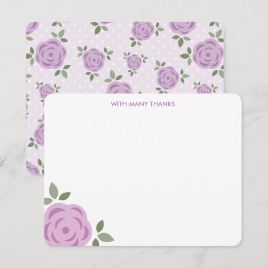 Lavendel Bloemige Bedankbriefjes Kaart (Voorkant / Achterkant)