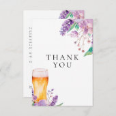Lavendel Bloemige Bier Bruiloft Feest Bedankkaart (Voorkant / Achterkant)