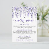 Lavendel bloemige elegante bruiloft details informatiekaartje (Staand voorkant)