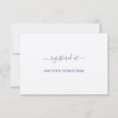 Lavendel Bloemige Elegante Script Bruids Brunch Kaart (Achterkant)