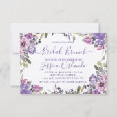 Lavendel Bloemige Elegante Script Bruidsbrunch Kaart (Voorkant)