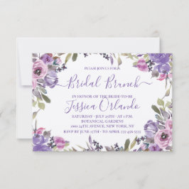 Lavendel Bloemige Elegante Script Bruidsbrunch Kaart