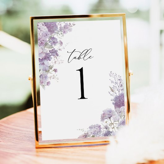 Lavendel Bloemige Elegante Tafel Nummers Trouwfees