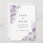 Lavendel Bloemige Elegante Trouwdag Bewaar de datu Save The Date (Voorkant)