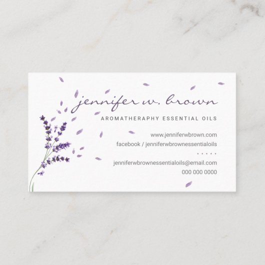 Lavendel bloemige Etherische Oliën Visitekaartje (Achterkant)