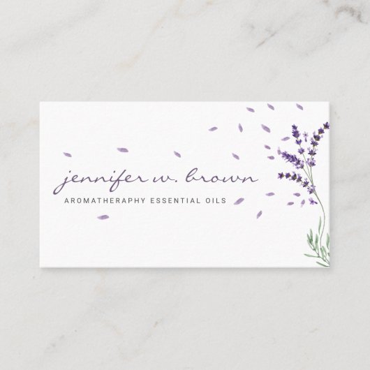 Lavendel bloemige Etherische Oliën Visitekaartje (Voorkant)