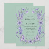 Lavendel Bloemige Ethische Trouw Kaart (Voorkant / Achterkant)