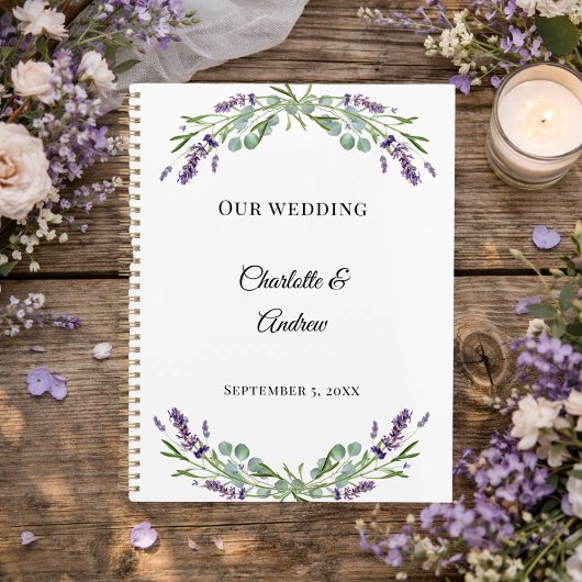 Lavendel bloemige eucalyptus bruiloft planner