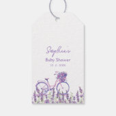 Lavendel Bloemige Fiets Baby Shower Bord Cadeaulabel (Achterkant)