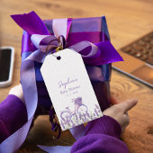 Lavendel Bloemige Fiets Baby Shower Bord Cadeaulabel