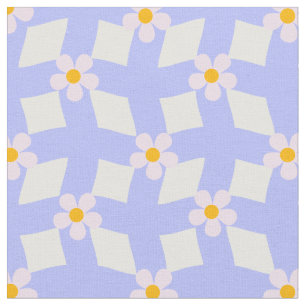 Lavendel Bloemige Geometrische Stof per Yard
