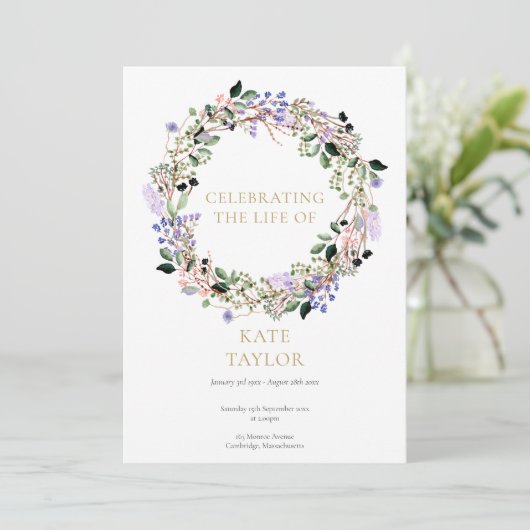 Lavendel Bloemige Herdenkingsdienst Order Of Servi Programmakaart (Staand voorkant)