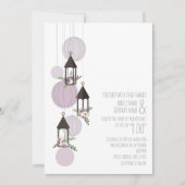 Lavendel Bloemige Lantaarn Huwelijk Kaart (Voorkant)