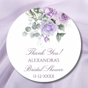 Lavendel Bloemige Pioen Bruidsdouche Bedankt Ronde Sticker