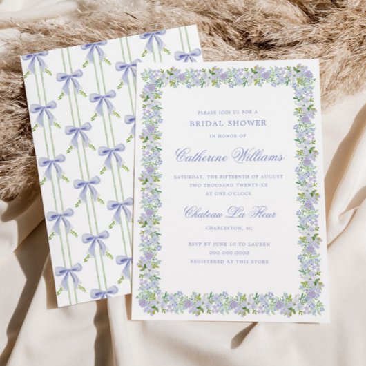 Lavendel Bloemige Preppy Strik Das Bruiloftsshower Kaart