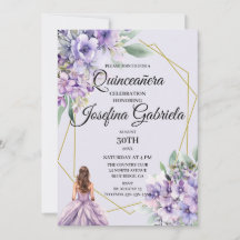 Lavendel bloemige Quinceañera uitnodiging