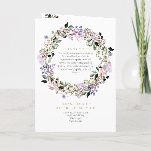 Lavendel Bloemige Rouwdienst Order Of Service Vouw Programma (Achterkant)